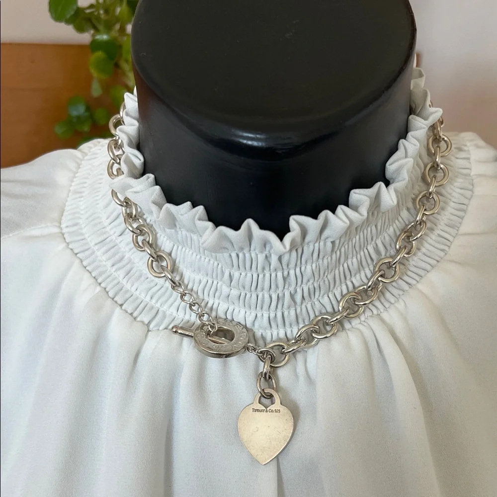 Tiffany & Co Silver Heart Tag Toggle Necklace - Picture 2 of 9